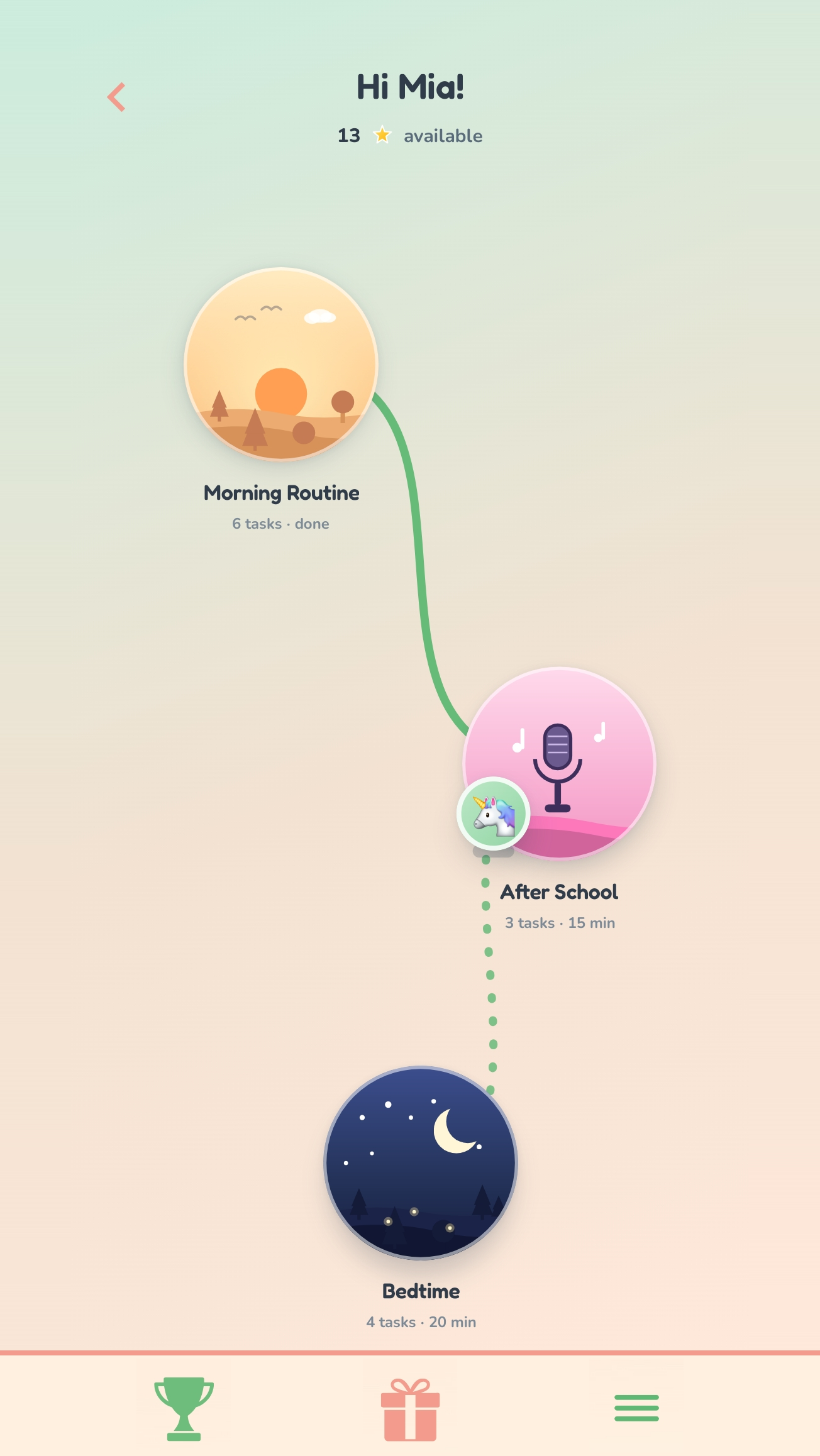 TicPop day path on a phone