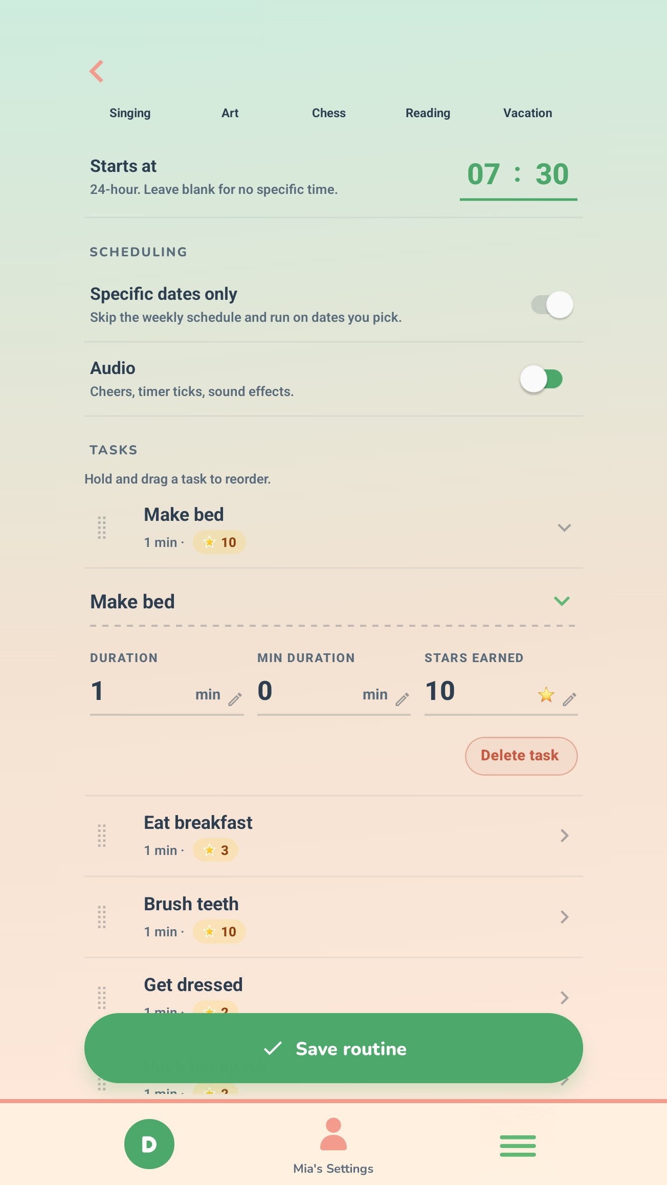 Routine editor